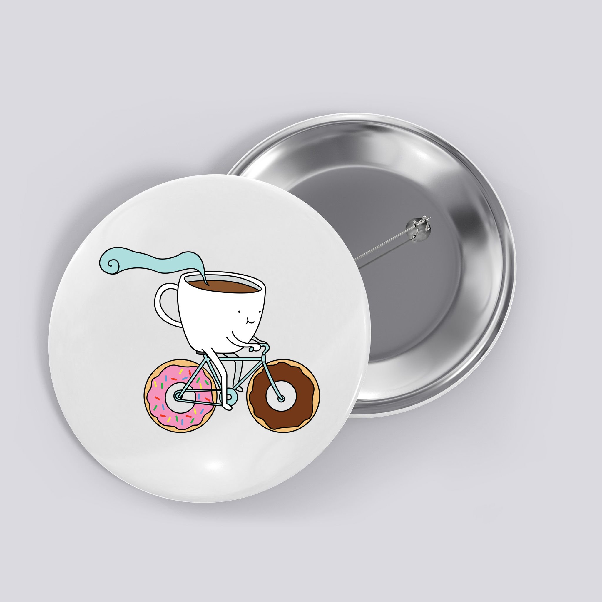 Donuts Coffee Bicycle  Button