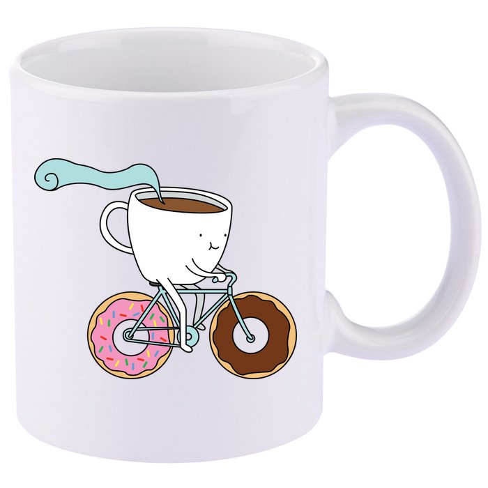 Donuts Coffee Bicycle  11oz C Handle Ceramic Mug