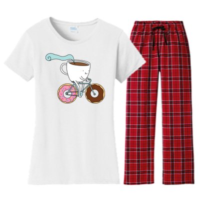 Donuts Coffee Bicycle  Women's Flannel Pajama Set