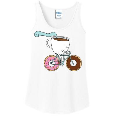 Donuts Coffee Bicycle  Ladies Essential Tank