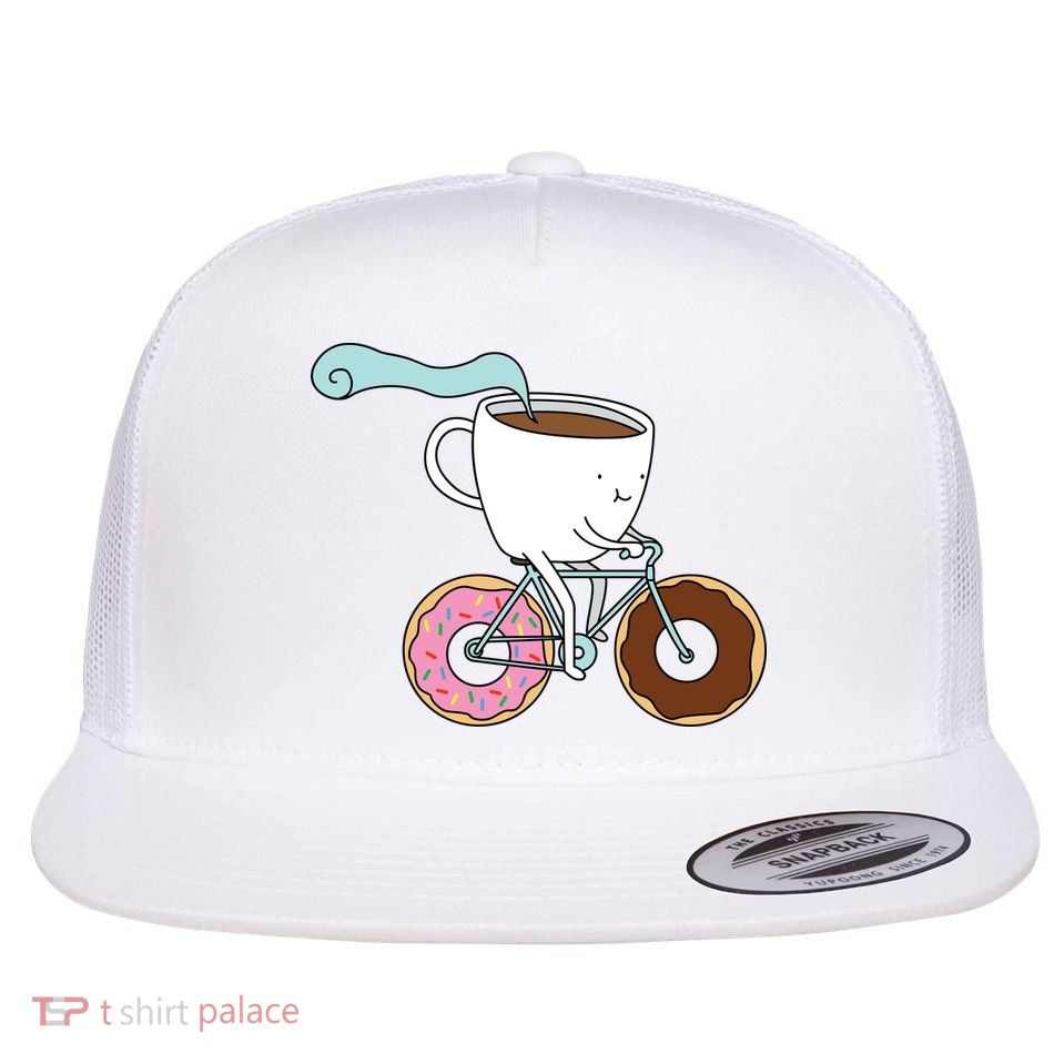 Donuts Coffee Bicycle  Flatbill Hat