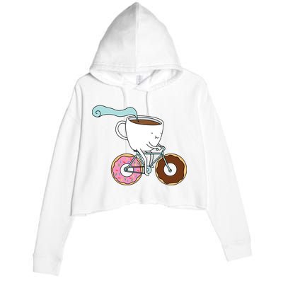 Donuts Coffee Bicycle  Crop Fleece Hoodie