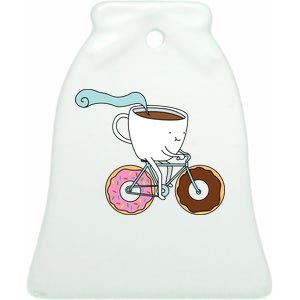 Donuts Coffee Bicycle  Ceramic Bell Ornament