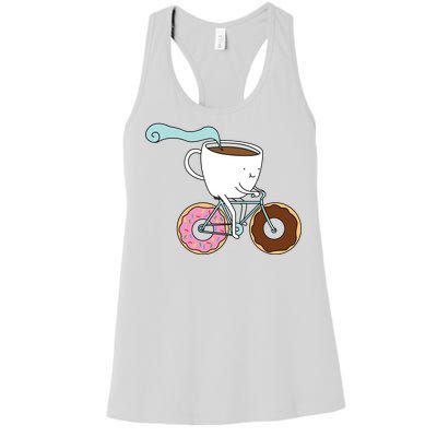 Donuts Coffee Bicycle  Women's Racerback Tank