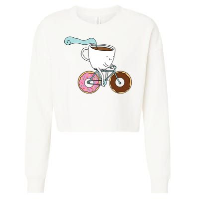 Donuts Coffee Bicycle  Cropped Pullover Crew