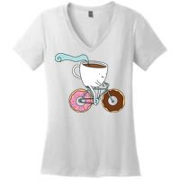 Donuts Coffee Bicycle  Women's V-Neck T-Shirt