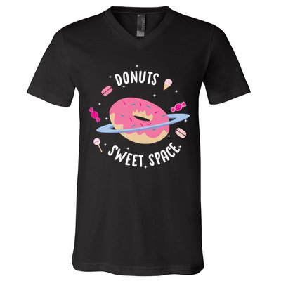 Donuts Sweet Space  V-Neck T-Shirt