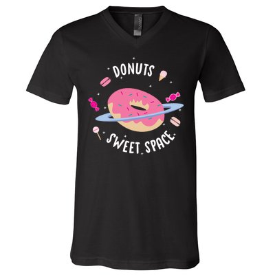 Donuts Sweet Space  V-Neck T-Shirt