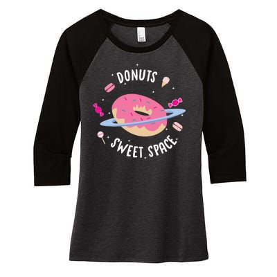 Donuts Sweet Space  Women's Tri-Blend 3/4-Sleeve Raglan Shirt