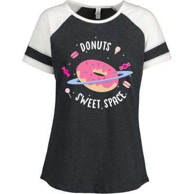 Donuts Sweet Space  Enza Ladies Jersey Colorblock Tee