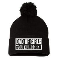 Dad Of Outnumbered Hashtag Funny Dads Dad Memes Pom Pom 12in Knit Beanie