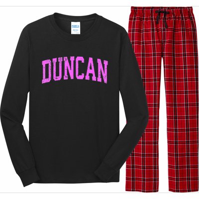 Duncan Oklahoma Ok Vintage Athletic Sports Design Long Sleeve Pajama Set