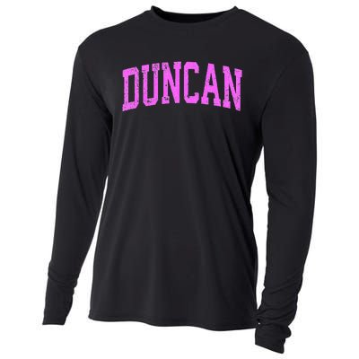 Duncan Oklahoma Ok Vintage Athletic Sports Design Cooling Performance Long Sleeve Crew