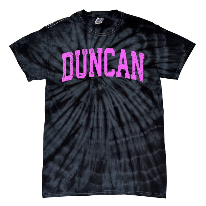 Duncan Oklahoma Ok Vintage Athletic Sports Design Tie-Dye T-Shirt