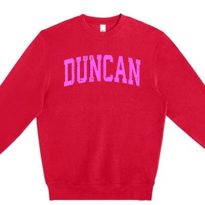 Duncan Oklahoma Ok Vintage Athletic Sports Design Premium Crewneck Sweatshirt