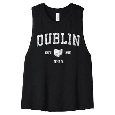 Dublin Ohio Oh Vintage Athletic Sports Women's Racerback Cropped Tank