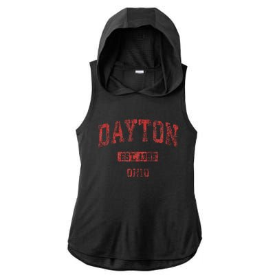 Dayton Ohio Oh Vintage Athletic Sports Ladies PosiCharge Tri-Blend Wicking Draft Hoodie Tank