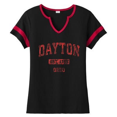 Dayton Ohio Oh Vintage Athletic Sports Ladies Halftime Notch Neck Tee