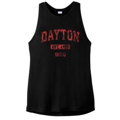 Dayton Ohio Oh Vintage Athletic Sports Ladies PosiCharge Tri-Blend Wicking Tank