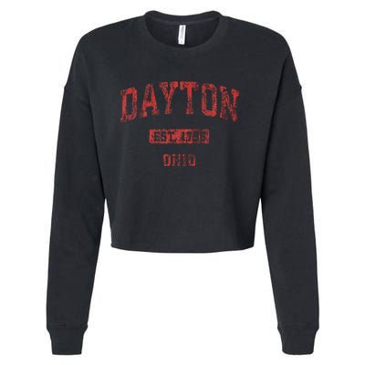 Dayton Ohio Oh Vintage Athletic Sports Cropped Pullover Crew