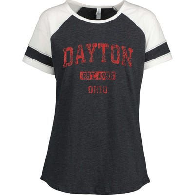 Dayton Ohio Oh Vintage Athletic Sports Enza Ladies Jersey Colorblock Tee