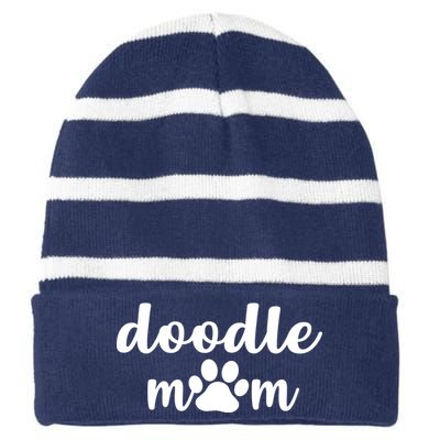 Doodle Mom Dog Mother Striped Beanie with Solid Band