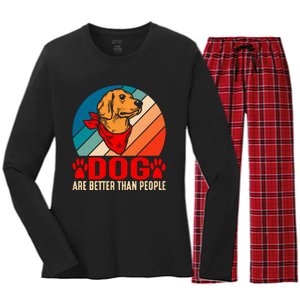 Dogs Over People Fun Women's Long Sleeve Flannel Pajama Set 