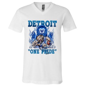 Detroit One Pride Football Lover V-Neck T-Shirt