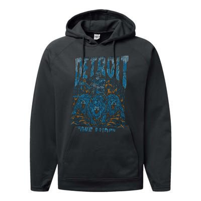 Detroit One Pride Skeleton Design Football Vintage Bootleg Performance Fleece Hoodie