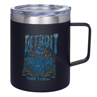 Detroit One Pride Skeleton Design Football Vintage Bootleg 12oz Stainless Steel Coffee Mug
