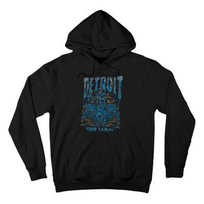 Detroit One Pride Skeleton Design Football Vintage Bootleg Tall Hoodie