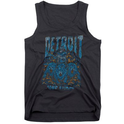 Detroit One Pride Skeleton Design Football Vintage Bootleg Tank Top