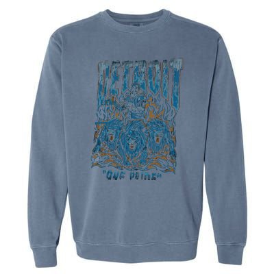 Detroit One Pride Skeleton Design Football Vintage Bootleg Garment-Dyed Sweatshirt