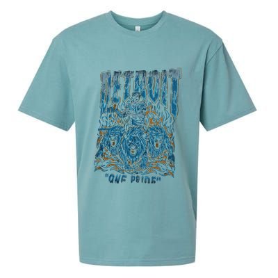 Detroit One Pride Skeleton Design Football Vintage Bootleg Sueded Cloud Jersey T-Shirt