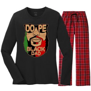 DOPE Black Dad Father's Day Women's Long Sleeve Flannel Pajama Set 