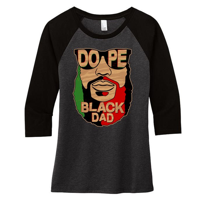 DOPE Black Dad Father's Day Women's Tri-Blend 3/4-Sleeve Raglan Shirt