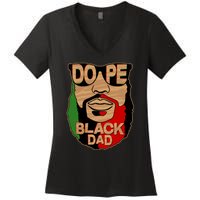 DOPE Black Dad Father's Day Women's V-Neck T-Shirt