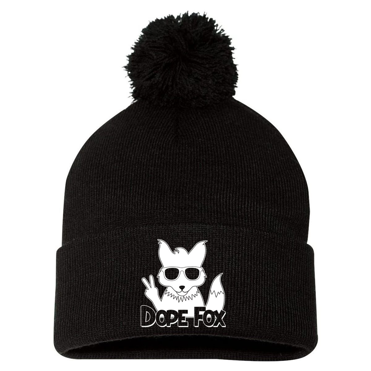Dope Fox Pom Pom 12in Knit Beanie