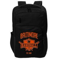 Distressed Oriole Retro Glitch Party Tailgate Gameday Gift Impact Tech Backpack