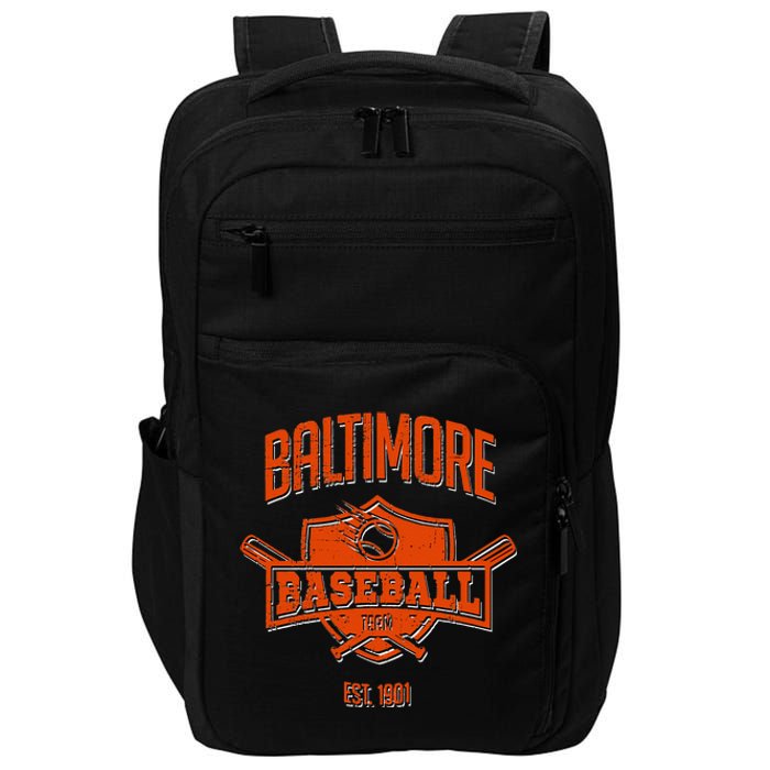 Distressed Oriole Retro Glitch Party Tailgate Gameday Gift Impact Tech Backpack