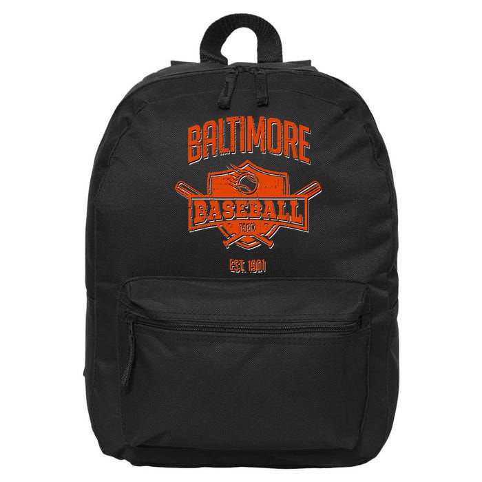 Distressed Oriole Retro Glitch Party Tailgate Gameday Gift 16 in Basic Backpack