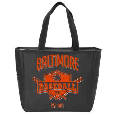 Distressed Oriole Retro Glitch Party Tailgate Gameday Gift Zip Tote Bag