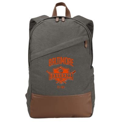 Distressed Oriole Retro Glitch Party Tailgate Gameday Gift Cotton Canvas Backpack