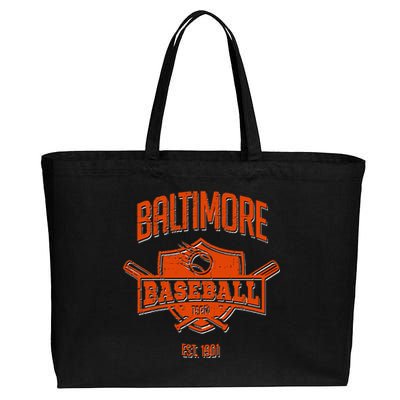 Distressed Oriole Retro Glitch Party Tailgate Gameday Gift Cotton Canvas Jumbo Tote