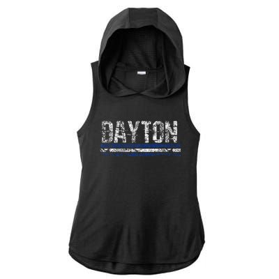 Dayton Ohio Retro Vintage Weathered Throwback Ladies PosiCharge Tri-Blend Wicking Draft Hoodie Tank