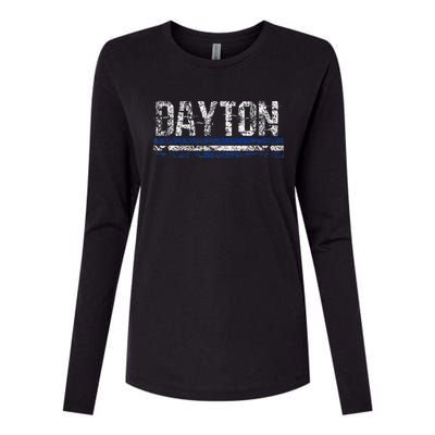 Dayton Ohio Retro Vintage Weathered Throwback Womens Cotton Relaxed Long Sleeve T-Shirt