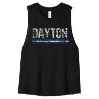 Dayton Ohio Retro Vintage Weathered Throwback Women's Racerback Cropped Tank