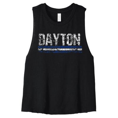 Dayton Ohio Retro Vintage Weathered Throwback Women's Racerback Cropped Tank