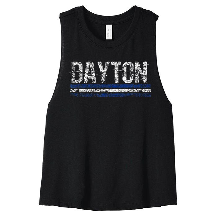 Dayton Ohio Retro Vintage Weathered Throwback Women's Racerback Cropped Tank