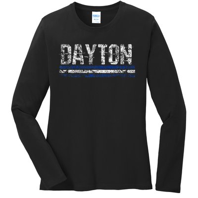 Dayton Ohio Retro Vintage Weathered Throwback Ladies Long Sleeve Shirt